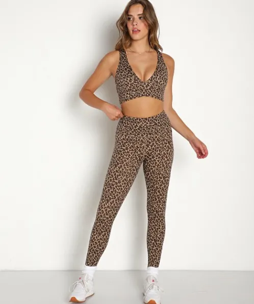 Varley Bottoms>Century 2.0 Legging Coffe Cheetah