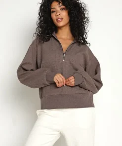 Varley Knits>Cyrus Half Zip Chocolate