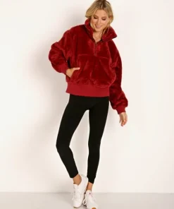 Varley Knits>Duray Revive Cozy Pullover Jacket Red Pear