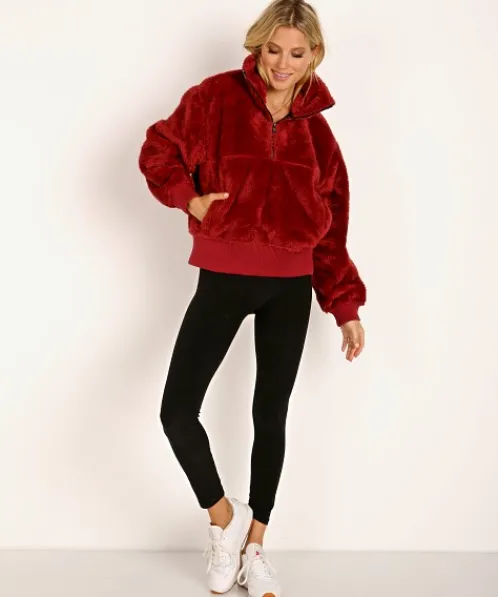 Varley Knits>Duray Revive Cozy Pullover Jacket Red Pear