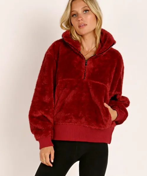 Varley Knits>Duray Revive Cozy Pullover Jacket Red Pear