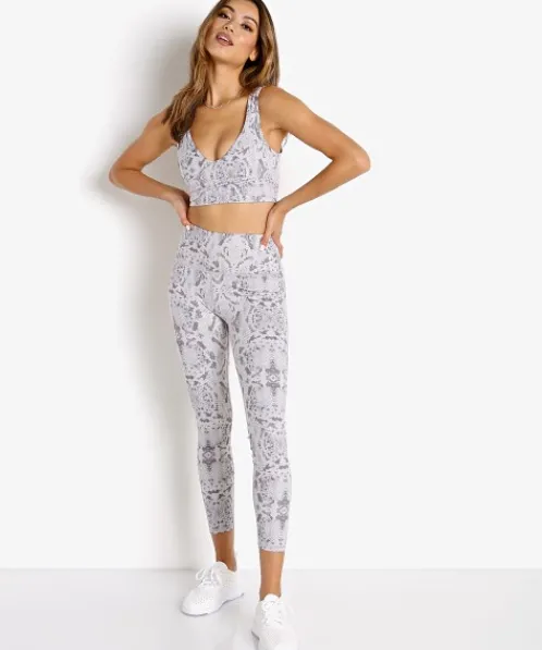 Varley Sports Bras>Kellam Sports Bra Taupe Grey Snake