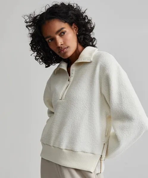 Varley Jackets>Roselle Half Zip Fleece Egret