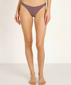 Vitamin A Bikinis>California High Leg Bikini Bottom Cigar Stripe