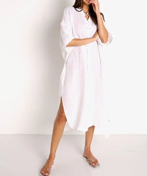 Vitamin A Cover Ups | Dresses>Eco Linen Playa Dress White