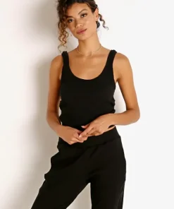 Vitamin A Tops>Organic Rib West Tank Black