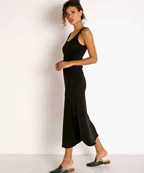 Vitamin A Dresses>Organic Rib West Dress Black