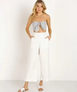 Winston White Tops>Sailor Crop Top Pebble