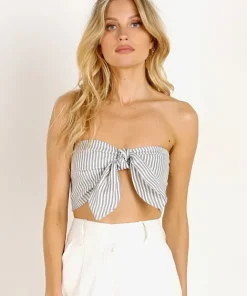 Winston White Tops>Sailor Crop Top Pebble