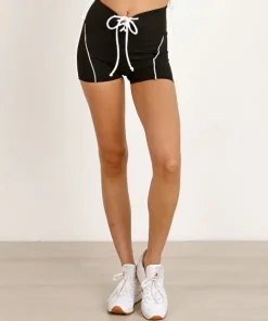 Year of Ours Shorts>Football Short Black White