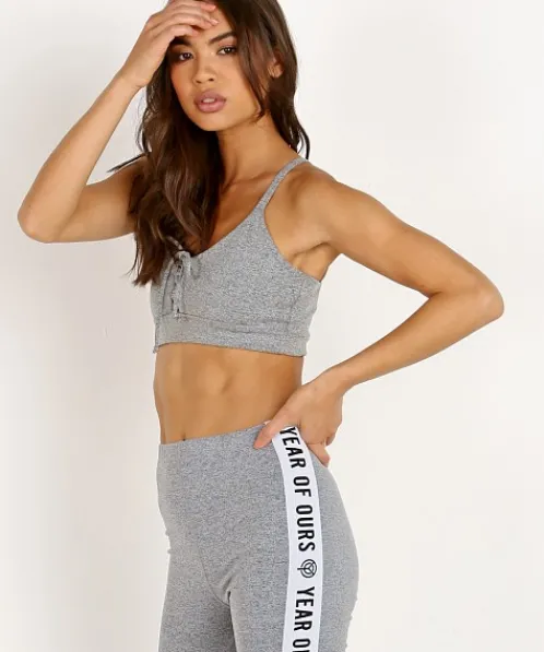 Year of Ours Sports Bras>Tie Front Cindy Bra Grey