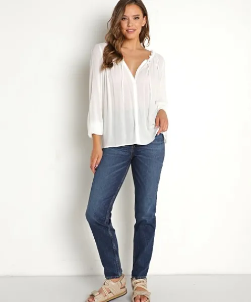 Z Supply Tops>Adella Long Sleeve Top White