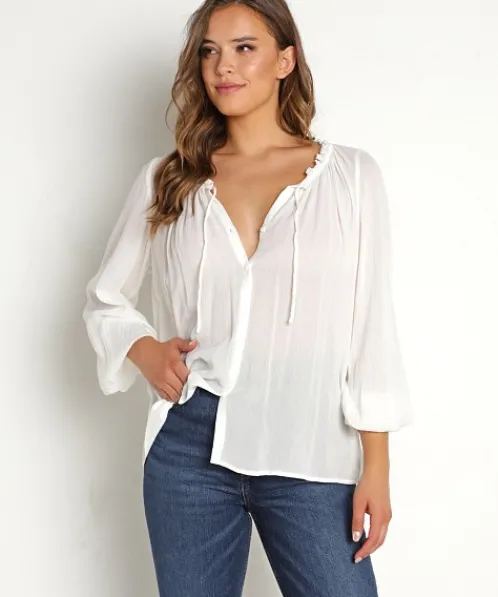 Z Supply Tops>Adella Long Sleeve Top White