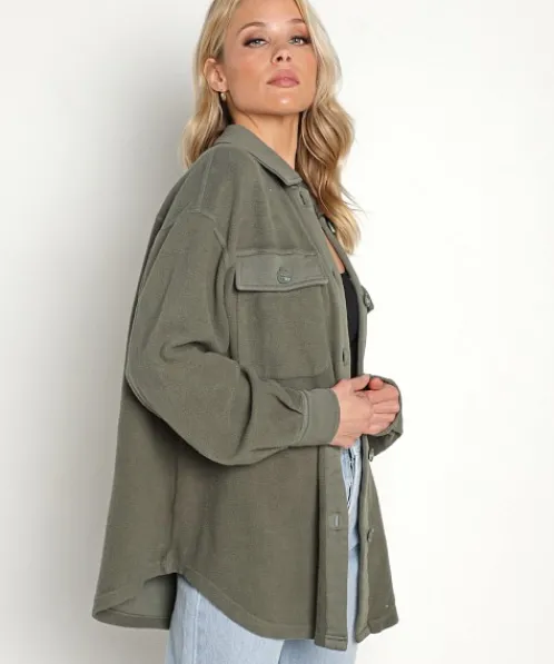 Z Supply Jackets>Austen Washed Shacket Dusty Olive