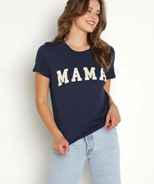 Z Supply Tops>Easy Mama Tee Captain Navy