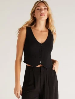 Z Supply Tops>Eleanor Vest Black