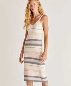 Z Supply Dresses>Malibu Stripe Sweater Dress Oatmeal
