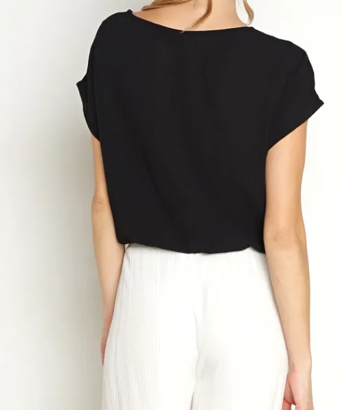 Z Supply Tops>Ollie Crinkled Top Black