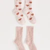 Z Supply Accessories | Knits>2-Pack Plush Heart Socks Bone