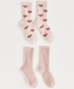 Z Supply Accessories | Knits>2-Pack Plush Heart Socks Bone