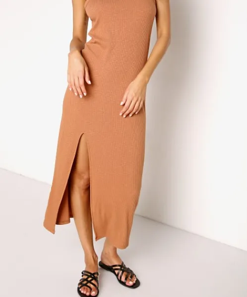 Z Supply Dresses>Palisades Rib Dress Vintage Brown