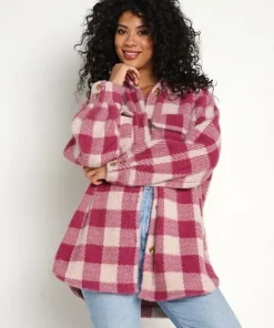 Z Supply Jackets>Plaid Tucker Jacket Berry