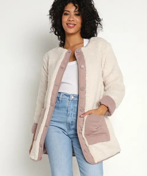 Z Supply Jackets>Rana Sherpa Jacket Lite Cola