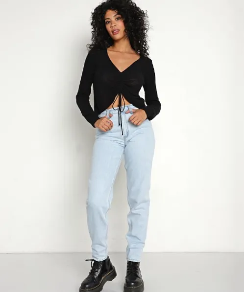 Z Supply Knits>Raya Shirred Sweater Top Heather Birch