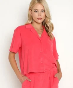 Z Supply Tops>Resort Loop Terry Shirt Strawberry