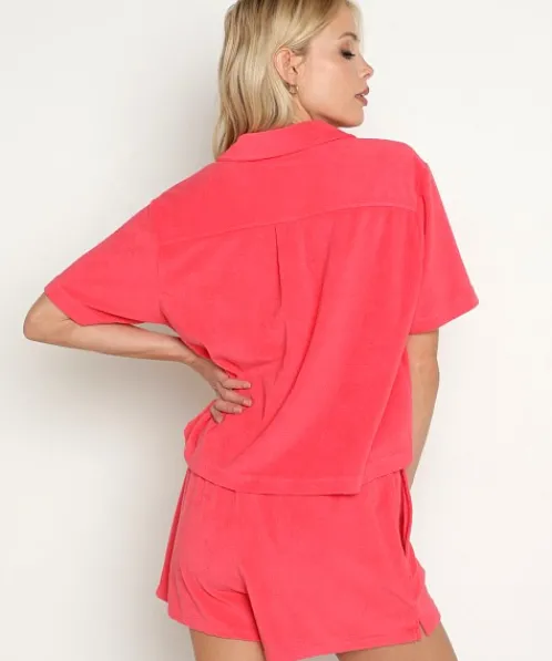 Z Supply Tops>Resort Loop Terry Shirt Strawberry