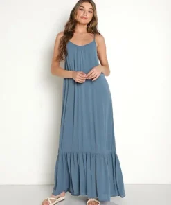 Z Supply Dresses>Rocco Maxi Dress Caribbean Blue