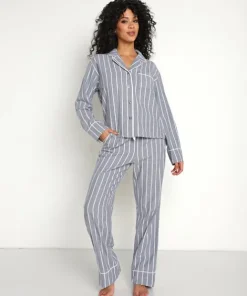 Z Supply Pj Sets>Sleep All Day Striped PJ Set Chambray Blue