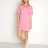 Z Supply Dresses>V Neck T Shirt Dress Flamingo