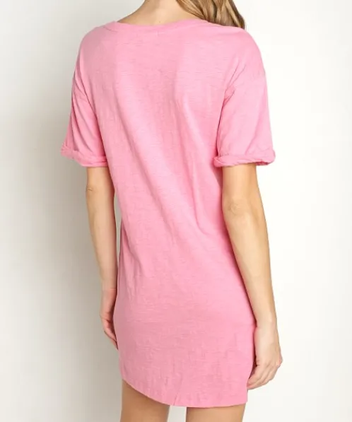 Z Supply Dresses>V Neck T Shirt Dress Flamingo