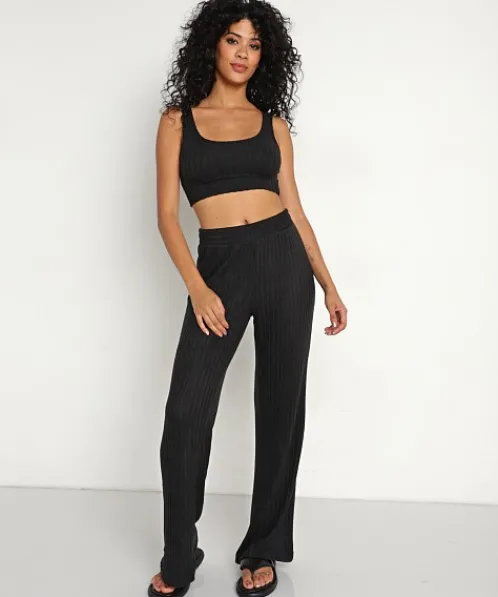 Z Supply Tops>Zoe Rib Tank Bra Black