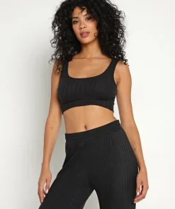 Z Supply Tops>Zoe Rib Tank Bra Black