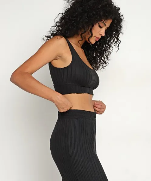 Z Supply Tops>Zoe Rib Tank Bra Black