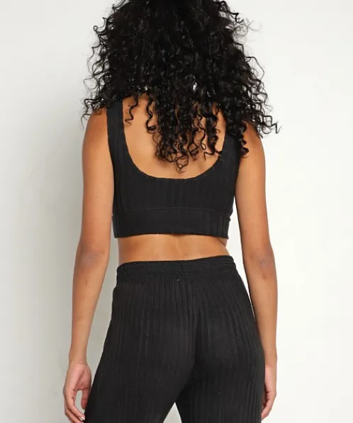 Z Supply Tops>Zoe Rib Tank Bra Black